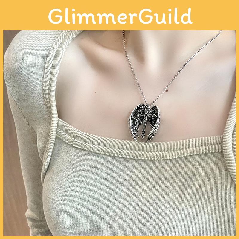 Auffällige, einzigartige Vintage-Kreuzkette für Damen mit exquisiten Engelsflügeln