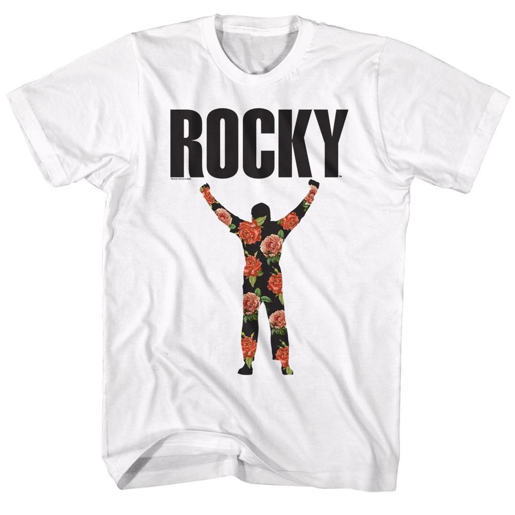 Rocky Movie Logo Rocky Balboa Silhouette Filled With Flowers Men T Shirt M