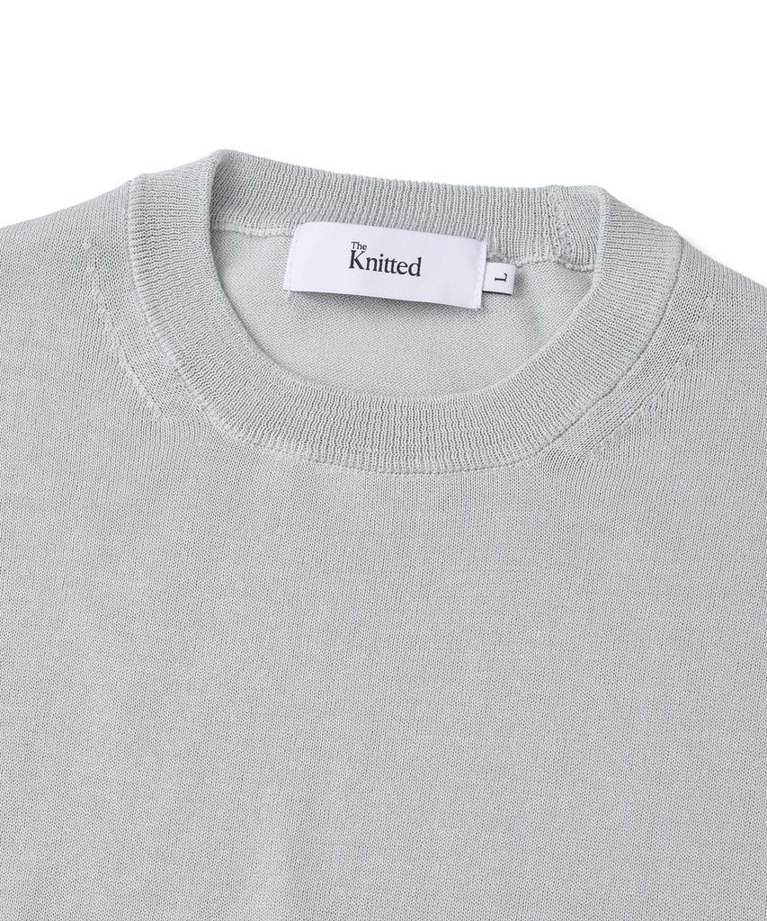 KNITTED Shellon Cooling Single Crop Round Knit Light Grey