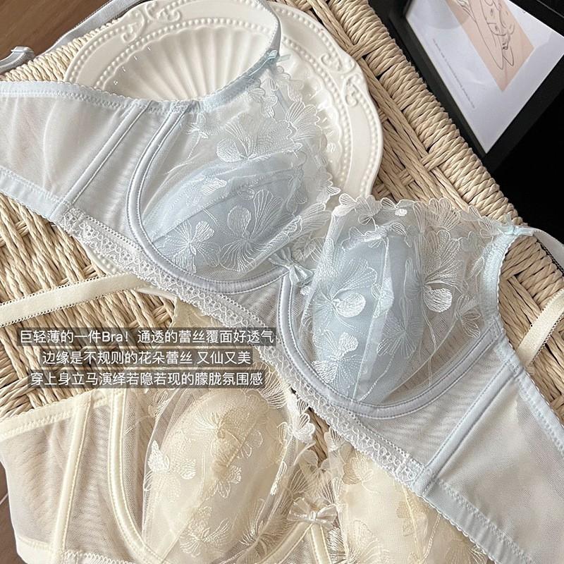 Ultra-thin French Sexy Lace Bra Set Large Bust Minimizer Non-Slip Adjustment