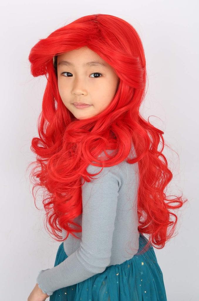 Topcosplay Mermaid Wig for Red Curly Cosplay Halloween Costume Theater One Size Fits School with Net Kids, Hair, Wig, Wig, Wig, Costume, Most,