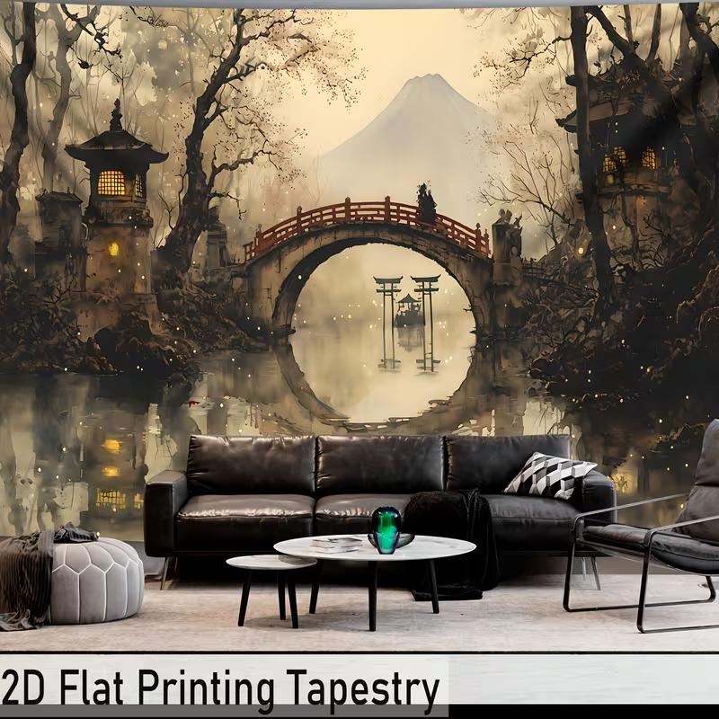 2D Zen-Garten Berg Fuji Wandteppich Ästhetische Heim-Hintergrunddekoration