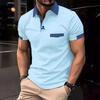 Men's Fashion T-Shirt: Colour-blocked Pocket Polo Shirt – New Relaxed-Fit Sports Top