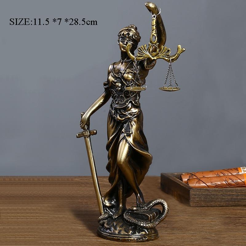 Statua di Personaggio Retro Europea Scultura Mitologia Greca Themis Dea della Giustizia Statuetta Zeus Decorazione Scrivania Ufficio Casa