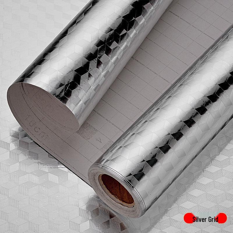 Fireproof, Waterproof, Oil-Resistant Self-Adhesive Aluminum Foil Wallpaper