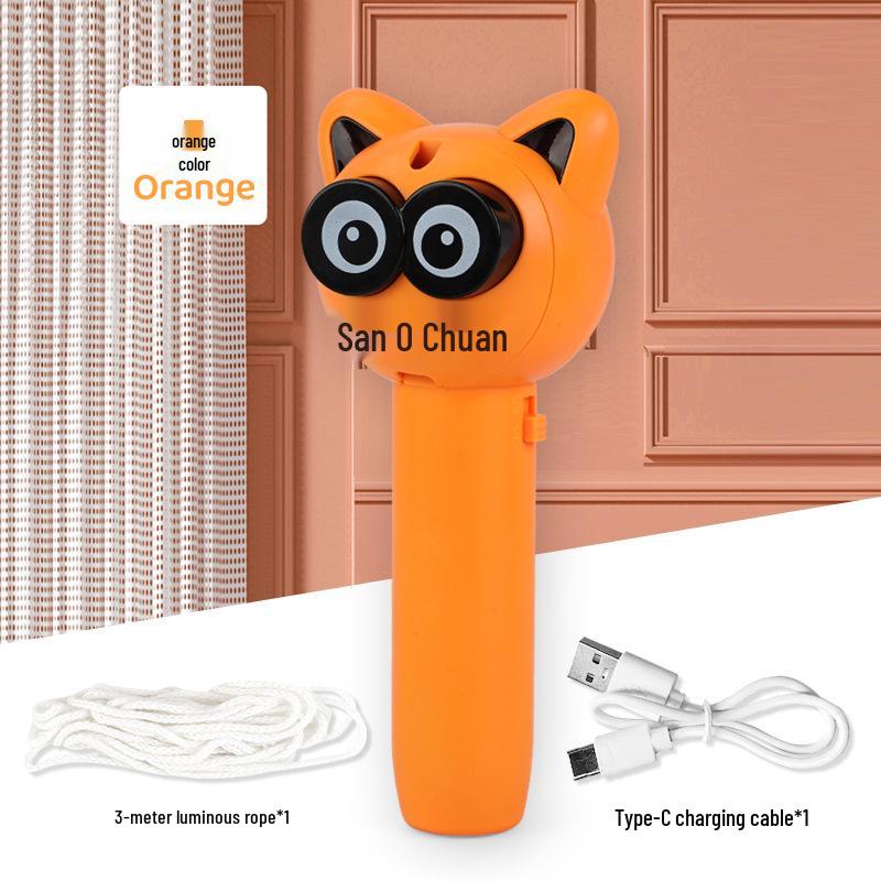 Luminous Electric Rope Launcher Cat Teaser Toy with Rotating Wool Propeller