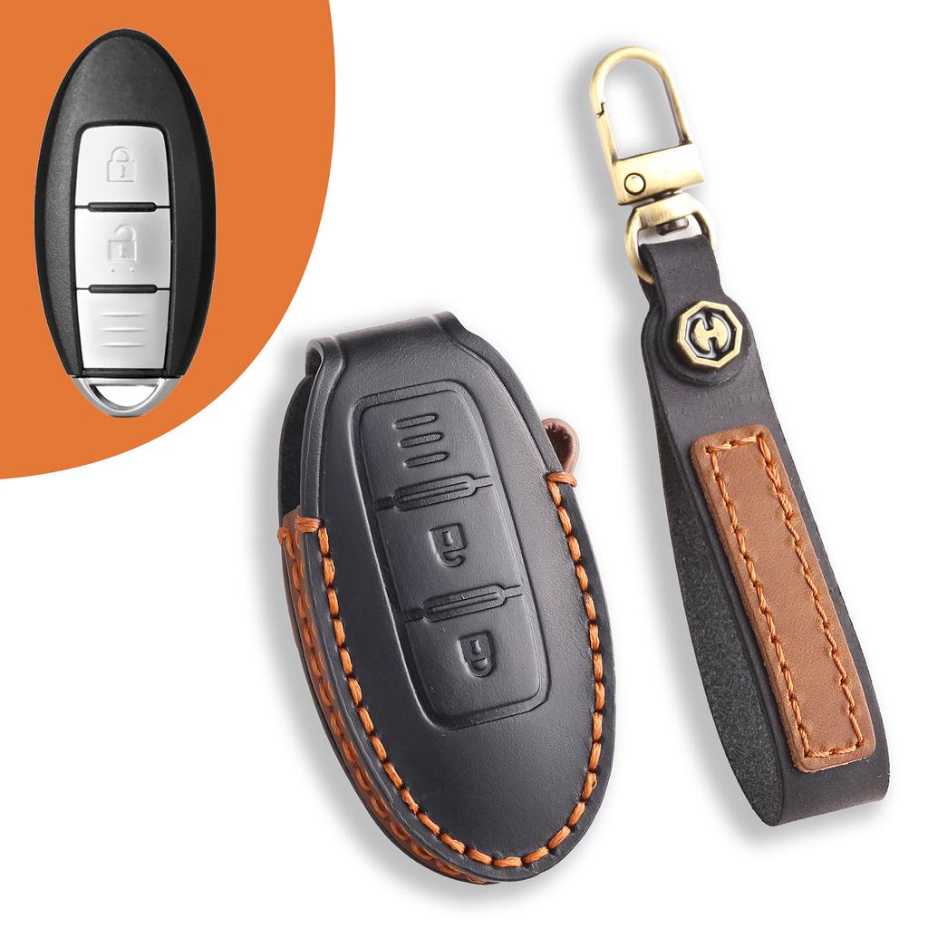 Leather key case Suitable for Nissan Teana Qashqai Jinke car key case Cowhide protective case