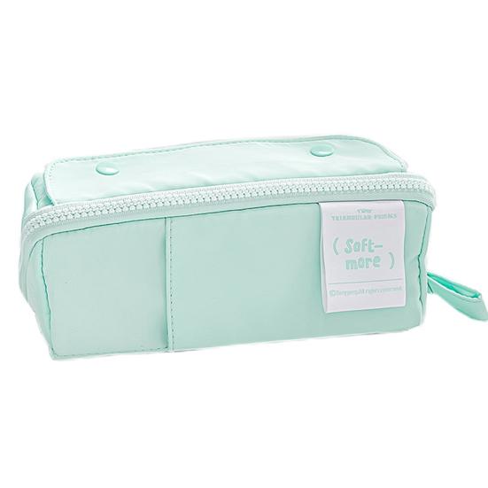 

Пенал большой емкости, двухсторонний пенал в форме тофу, многофункциональный чехол для хранения канцелярских принадлежностей и косметики мятный зеленый