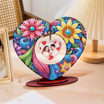 2D Flatt DIY Wooden Diamond Painting Tabletop Ornaments Kit Diamond Art Tabletop Painting Kit for Adults Home Office Table Decor