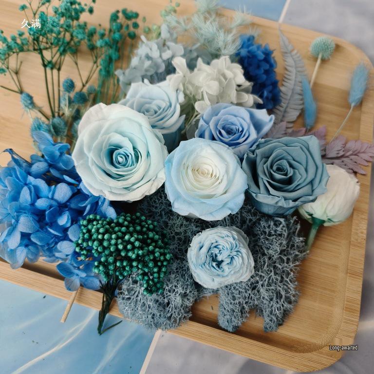 Blue Series Dried Flower DIY Kit: Hydrangea, Thousand-Layer Gold, Eucalyptus Leaf Souvenir Decoration
