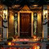 2D Flat, 2D Flat Banner, 3pcs Halloween Set (2pcs Porch Couplet Banner + 1pc Spider Web Gauze), Green Tone Retro Bandage Mummy Skull Portrait Vertical
