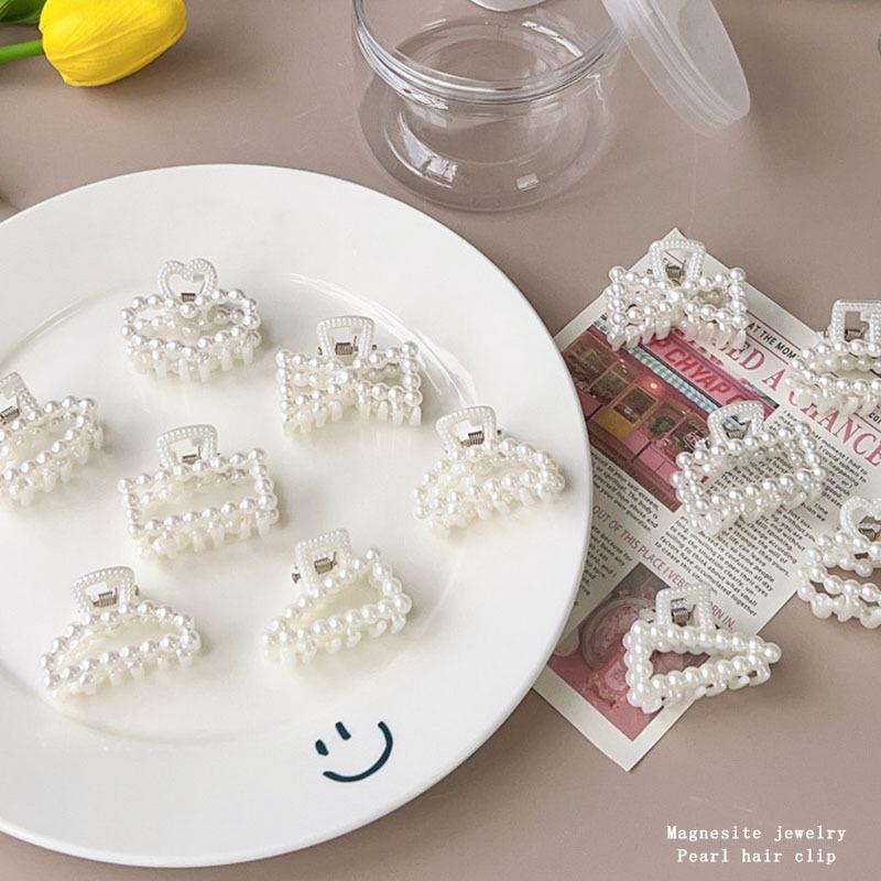 Small Paragraph -- 6pcs Simple Elegant Temperament Clip Cute Girl Headdress 4cm Imitation Pearl Hair Clip Bath Hair French Retro