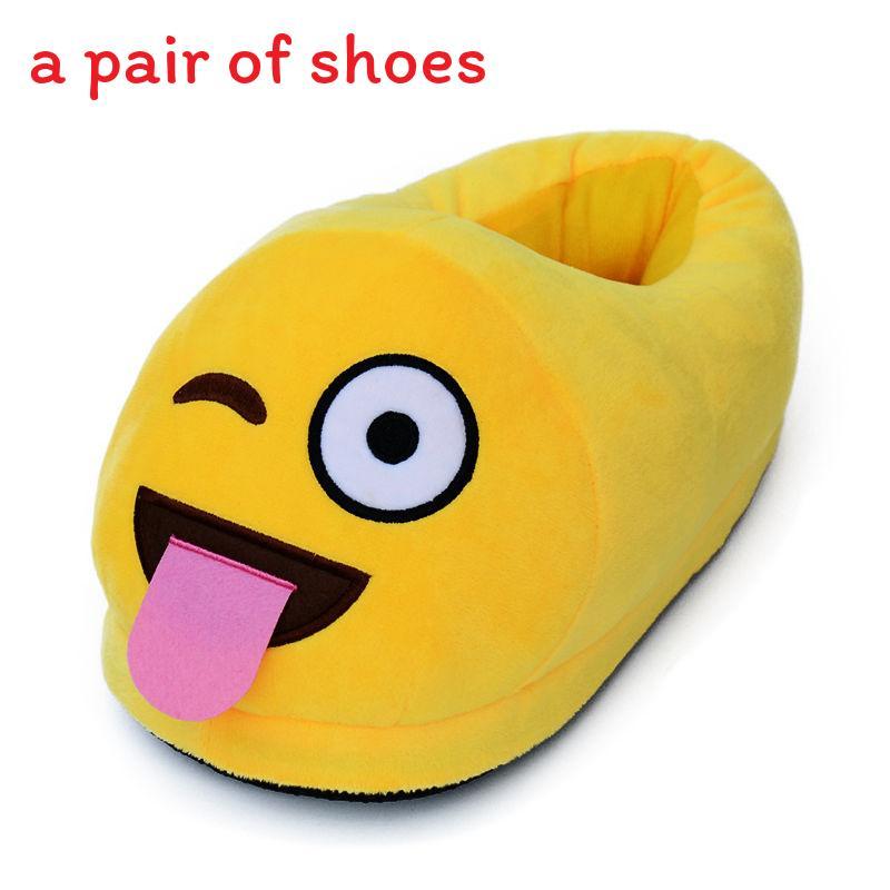 Emoji Plush Slippers With Nonslip Rubber Sole For Home Comfort And Relaxation