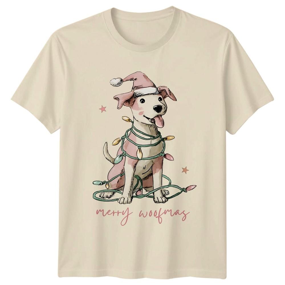 Merry Woofmas Christmas Dog Puppy Santa Hat Unisexs TShirt Unisexs Graphic Tee