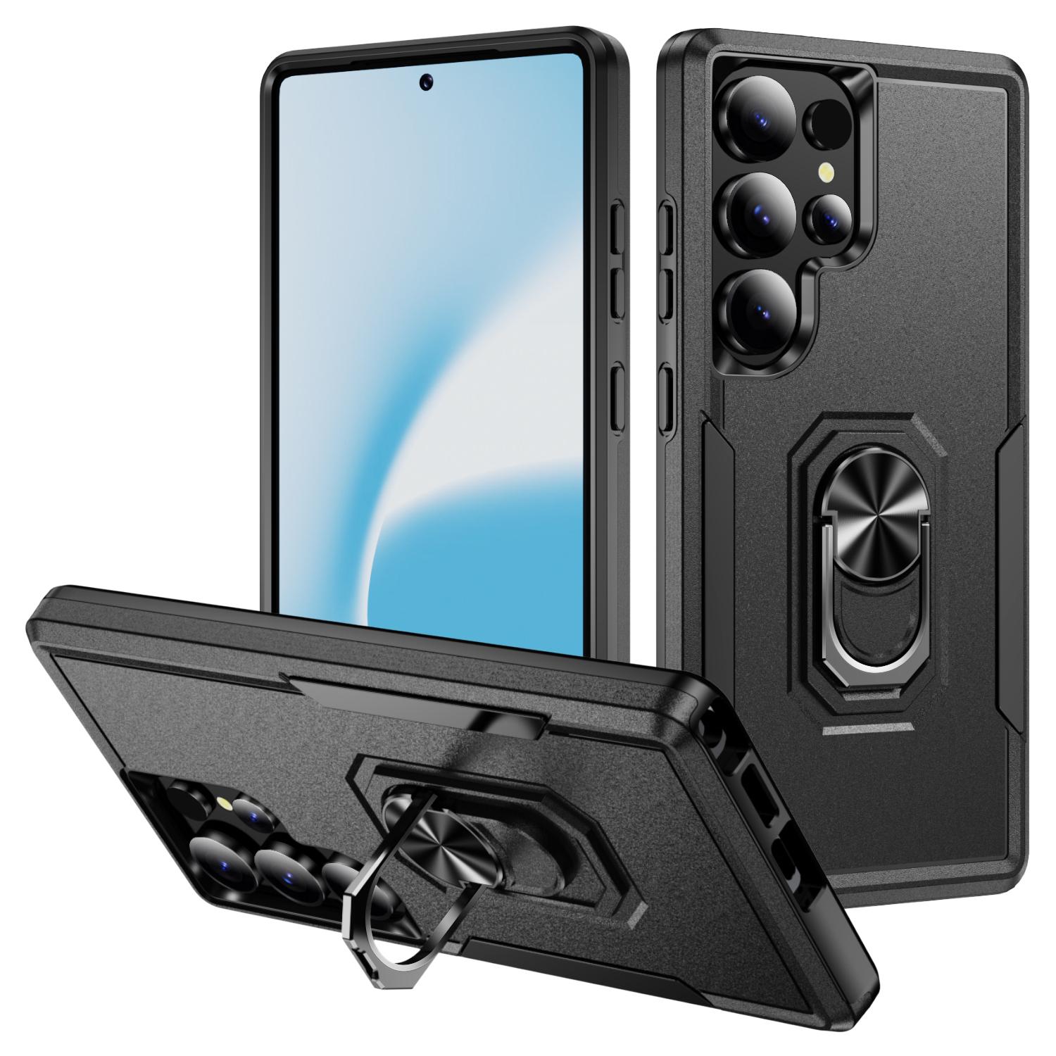 

Для Samsung Galaxy S25 Ultra Чехол Военный класс Кольцо-подставка ПК+ТПУ Чехол для телефона Black