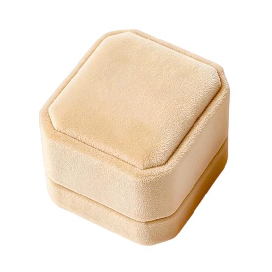Jewelry Box, with Velvet Interior Shock-Proof Scratch-Proof Organizer, Apricot Soft Plush Jewelry Case for Rings Earrings Necklaces