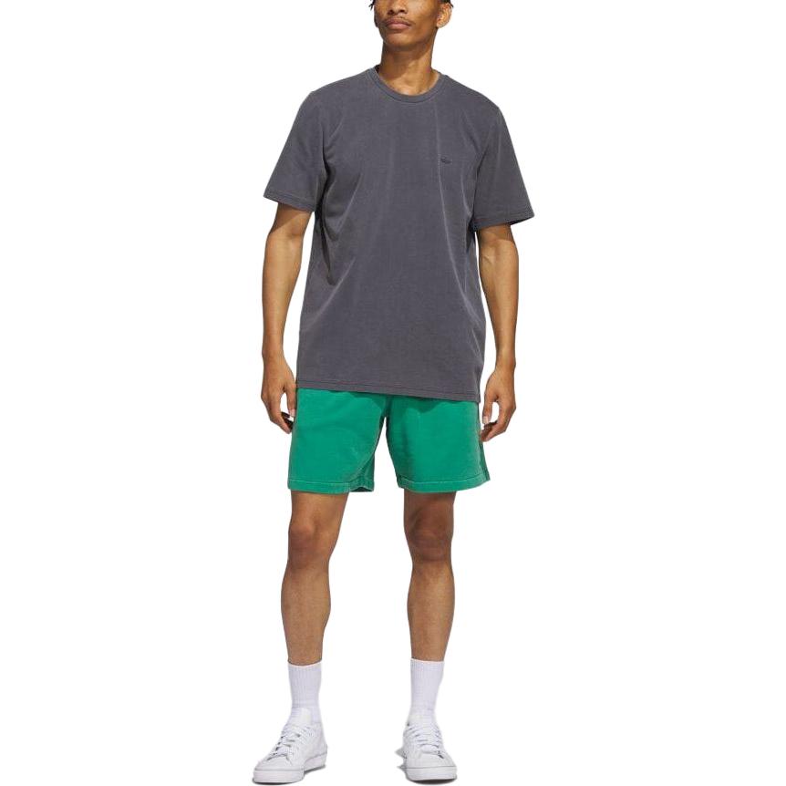 Adidas Originals Trefoil Solid Logo Embroidered Crew Neck T-Shirt Men Tops Carbon HS3026