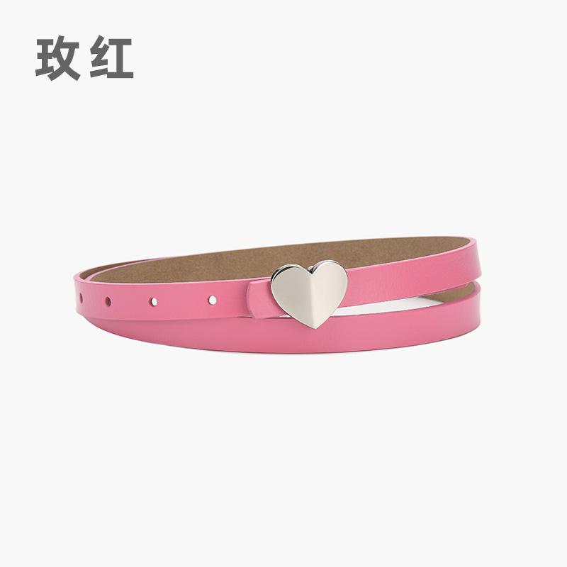 Leather Belt Women'S Thin Jeans With Decoration And Dress Pants Simple Style Heart-Shaped Belt