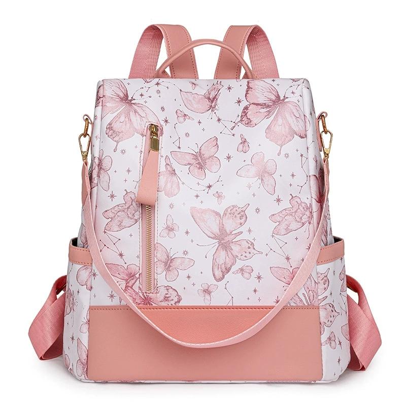 

Women Butterfly Pattern Backpack, Lightweight Casual School Bag, Trendy Versatile Daypack for Travel Daily Outdoor Use розовый