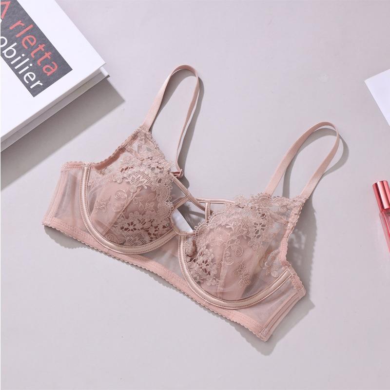 Rabbit Ear Cup Underwear Bra Bra Women's Embroidery Lace Gathering Big Breasts Small Women's Anti-Sagging