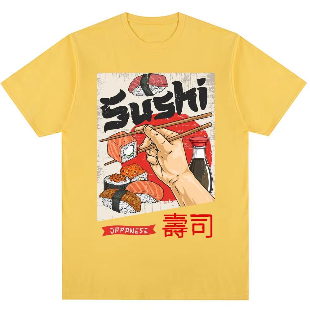 Summer Hot Sale Japan Sushi Funny Graphic T-Shirts Y2k Unisex Unisex Fashion Harajuku T Shirt Cotton Gothic Trendy Round T-Shirt