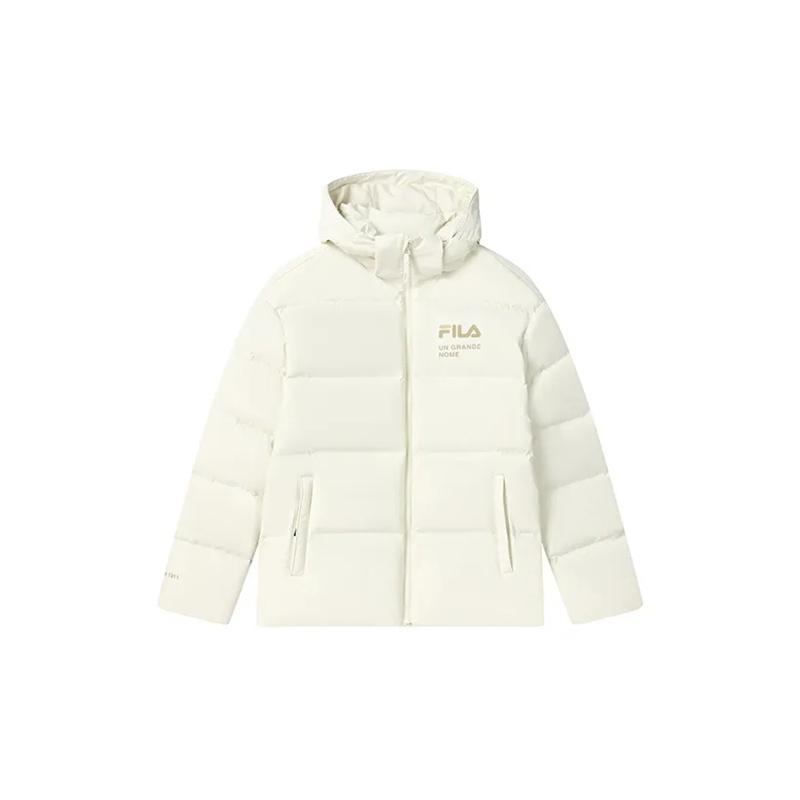 Fila Loose Casual Hooded Logo Simple Warm Windproof Waterproof Long Sleeve Down Jacket Unisex Outerwear White F51U449902AIV