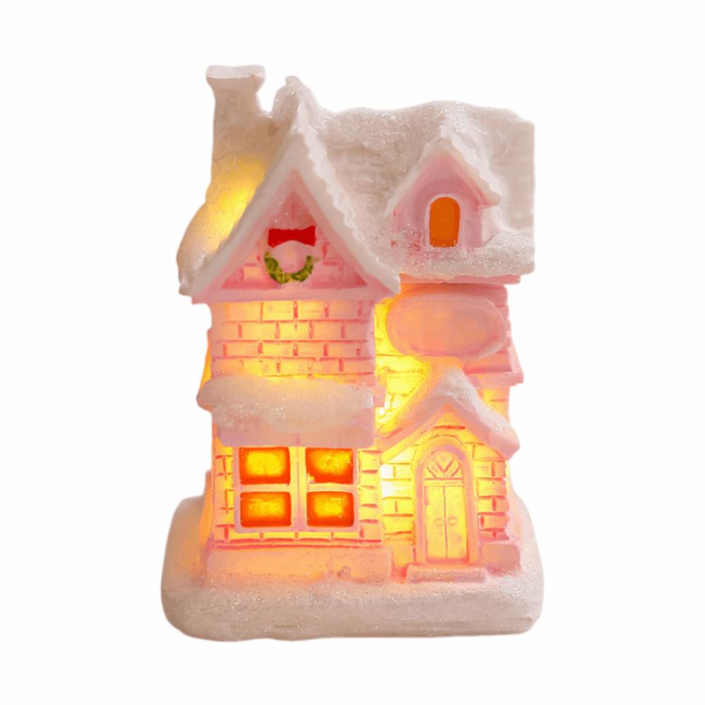 Resin Christmas Glowing Small House Cute Christmas House Ornament  Home Xmas Decor