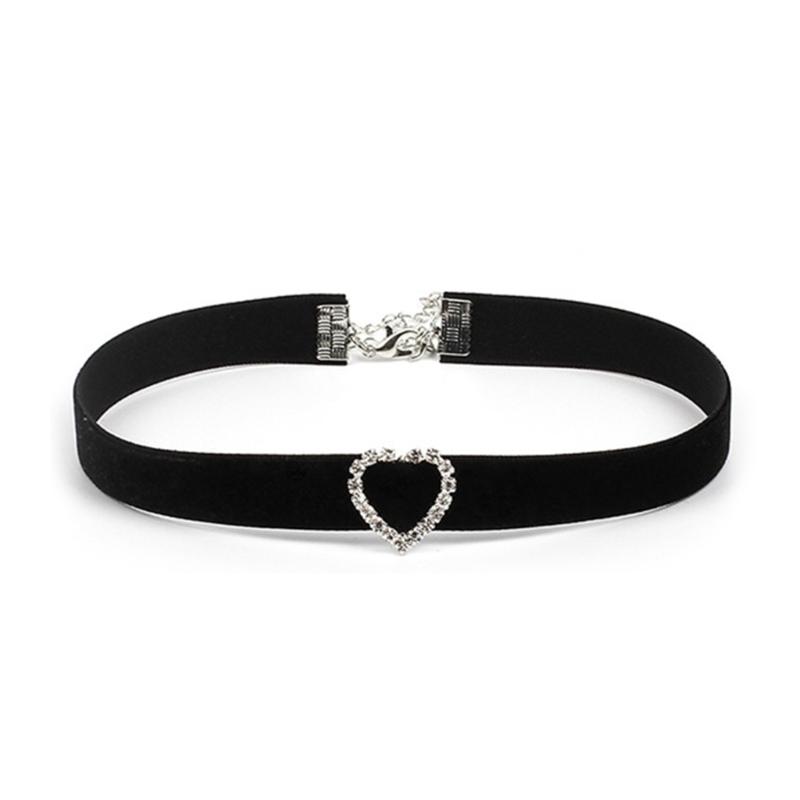 Modische Choker-Halskette aus Denim-Stoff für Damen, verstellbare Schlüsselbeinkette, Strass-Anhänger, Halsketten-Accessoire