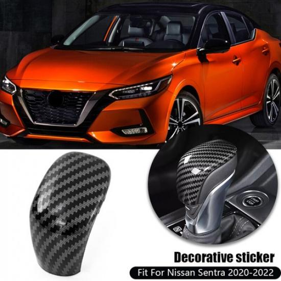 Carbon Fiber Black Gear Shift Knob Cover Trim For Nissan Sentra Altima 2020-2024