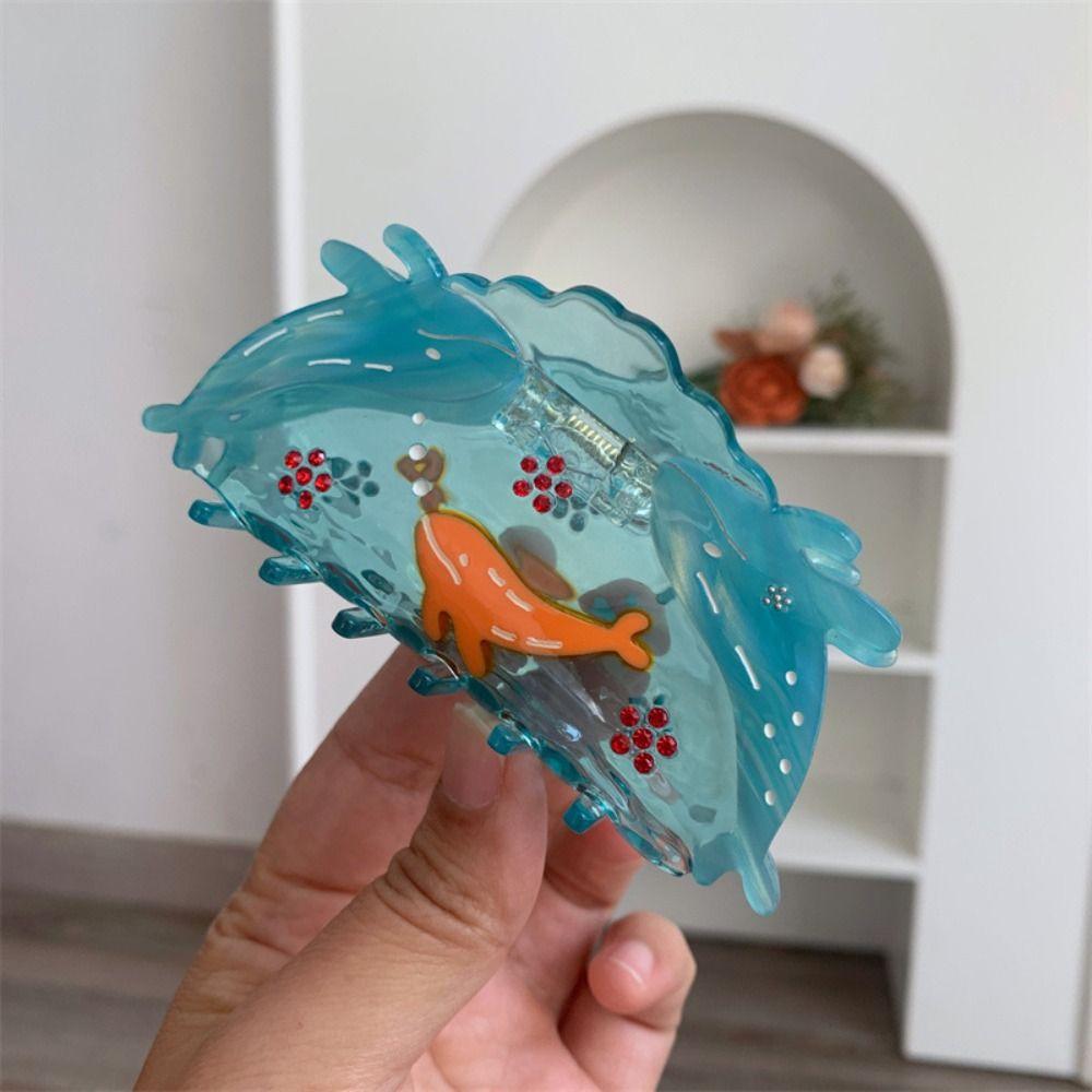 Hairpin Ocean Fish Hair Grab Shark Clip Acetic Acid Shark Clip Blue Whale Hair Claw  Streetwear