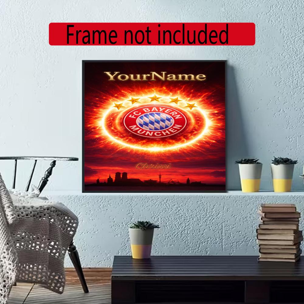 Fc Bayern Mnchen Customize Your Name Diamond Painting Round Diamond Diy Frameless Holiday Artwork Suitable For Home Office Wall Decoration