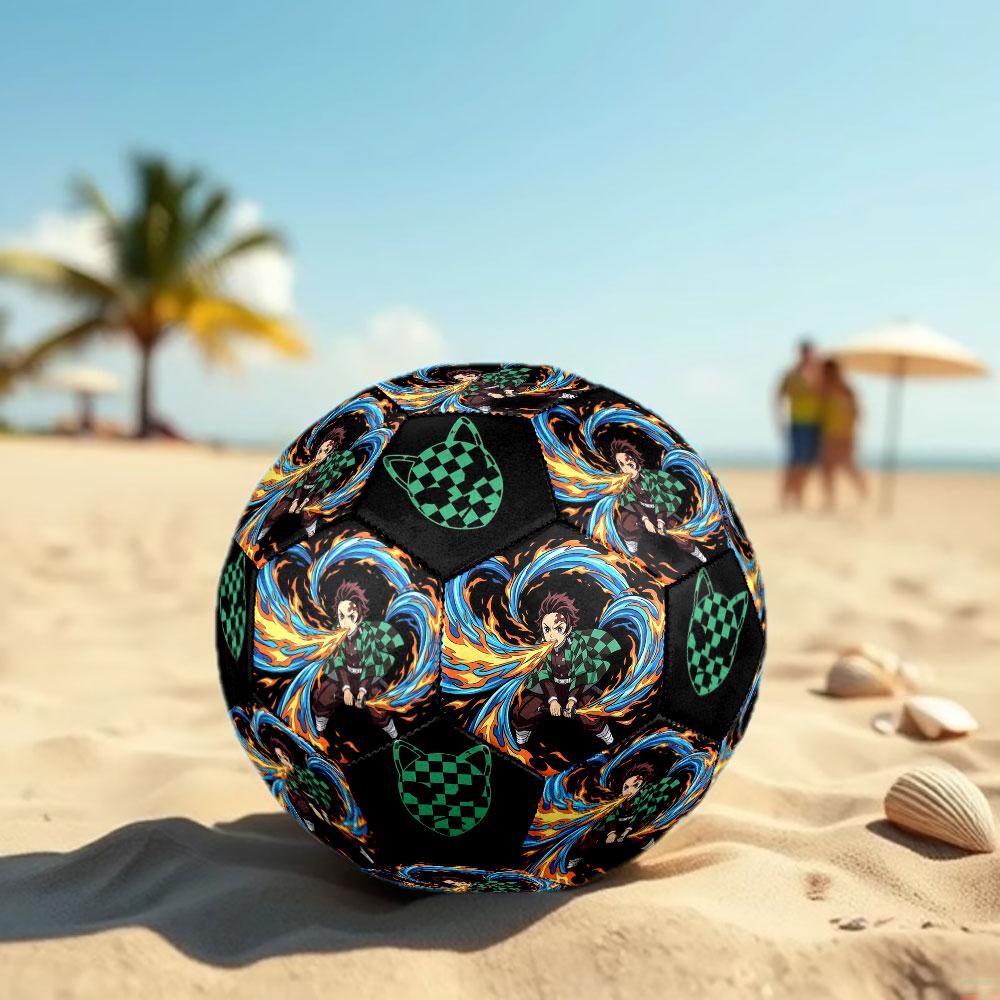 1pc Demon Slayer Kimetsu No Yaiba Soccer Ball Size 5 Indoor Soccer Ball Fashion Colorful Backyard Game - Great For Sports Fans Gift HE29