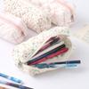 Exquisite flowers and bow pattern creative pencil case, rectangular stationery storage bag, stylish portable school supplies