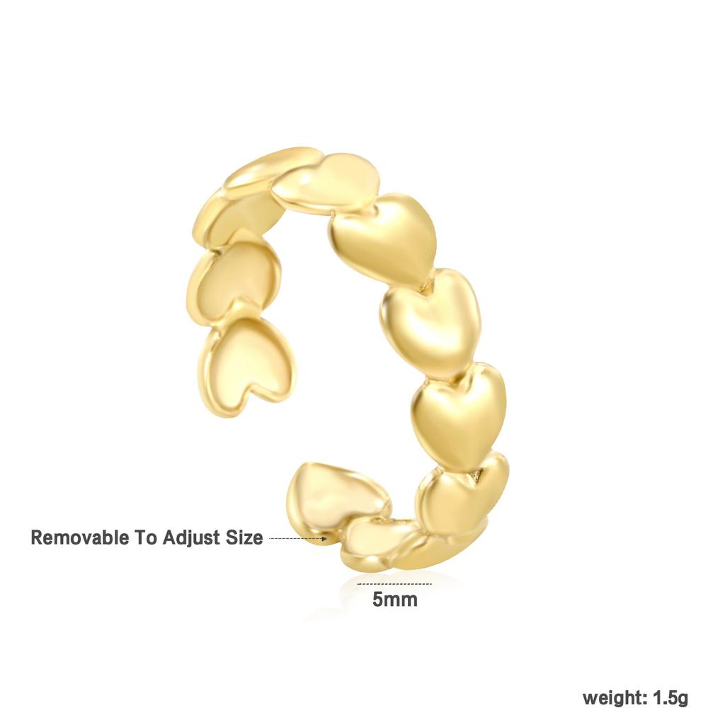 Fashion Hollow Geometric Adjustable Open Ring High-End Gold Tone Ring