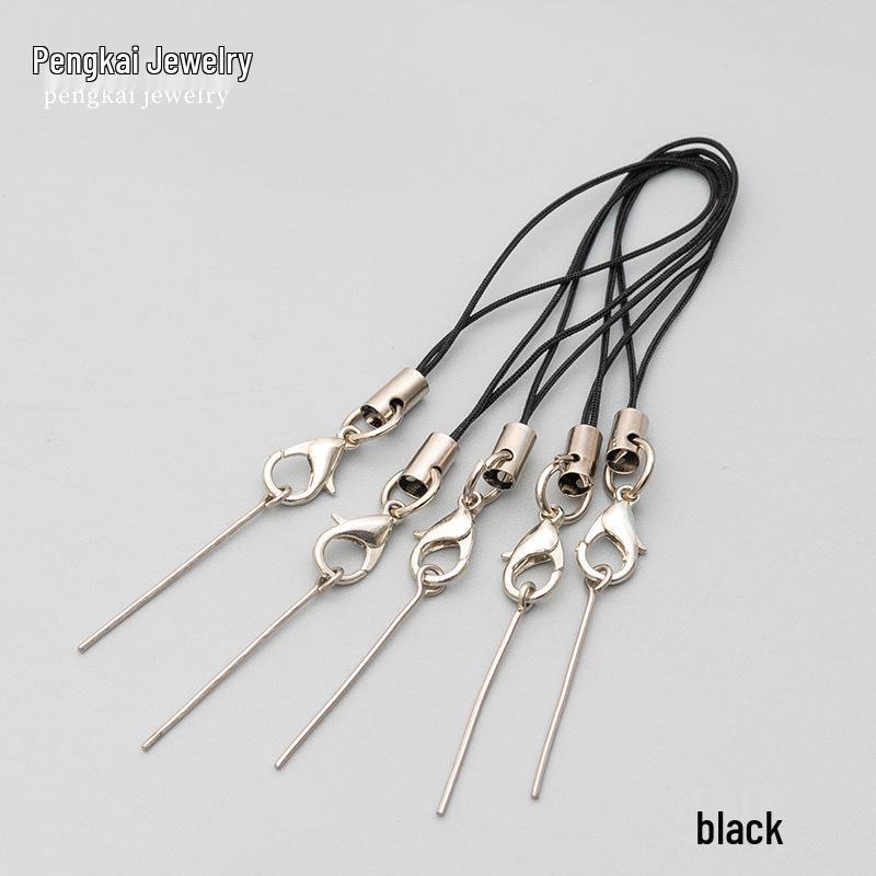 

Г-образные булавки для изготовления украшений своими руками и застежка-лобстер, шнур для мобильного телефона с подвеской из полимерной глины и аксессуары для шнурка из шерстяного войлока чёрный