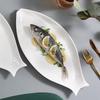 Bando Embossed White Ceramic Fish Plate