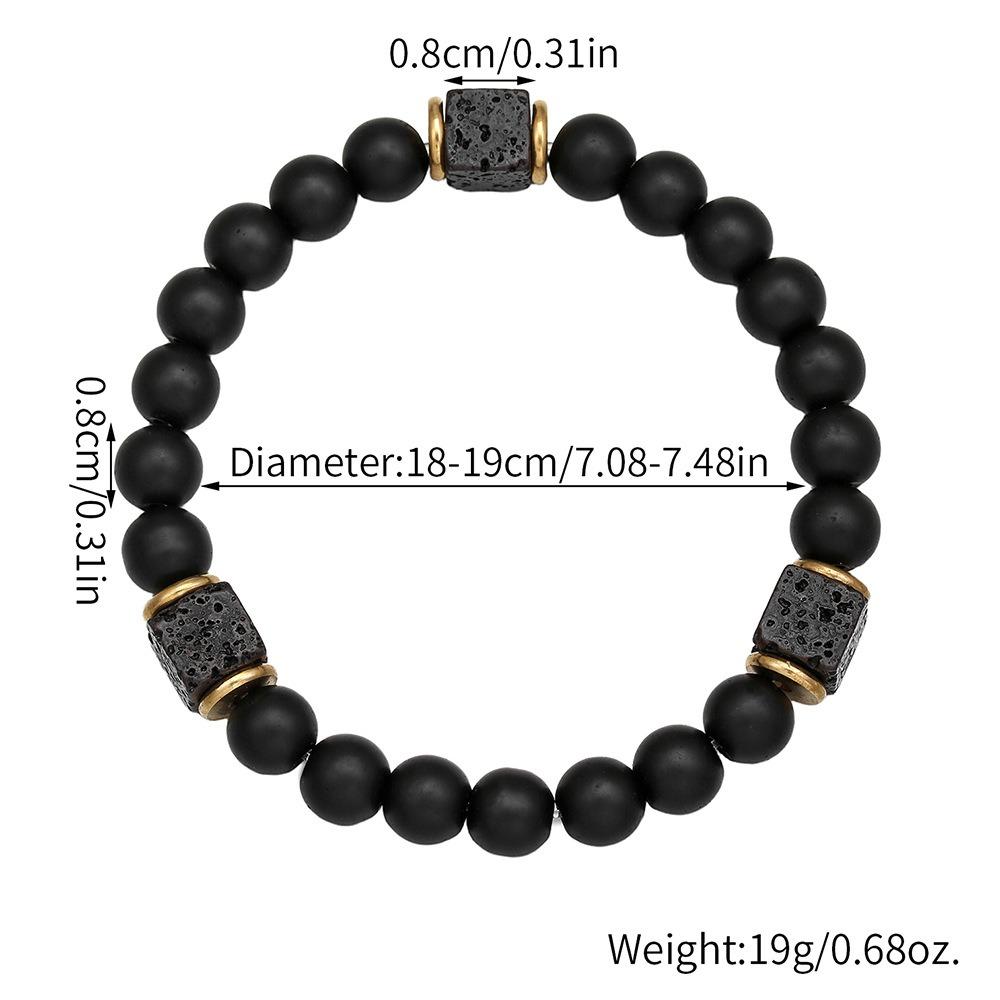 Fashion Personality Geometry Square Volcanic Stone Bead Obsidian Bead Energy Bracelets for Men Women Couple Jewelry Accessories