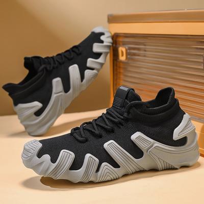 Nieuwe Vliegende Geweven Sokken Schoenen Herenschoenen Zomer Nieuwe Ademende Casual Sportschoenen Heren Dikke Zool Hardloopschoenen
