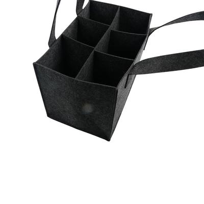 6 Bottles Felt Wine Bottle Holder Bag Grey Foldable Wine Storage Bag Protective with Carry Handle Wine Bottle Cube Box Camping