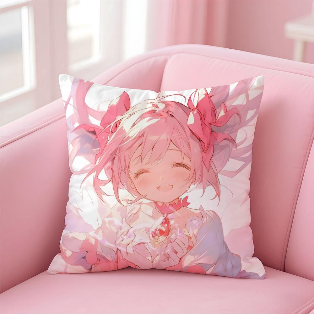 Anime Puella Magi Madoka Magica Cushion Cover Comfortable Reversible Pillow Cover Ideal for Car Sofa Bedroom & Beyond