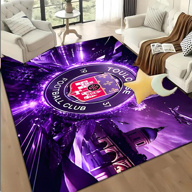 1PC Toul-ouse Crest Design Floor Mat for Living Room, Game Rooms, Office, Bedroom, Office Floor Mat Playful Design, Christmas Fan Gifts