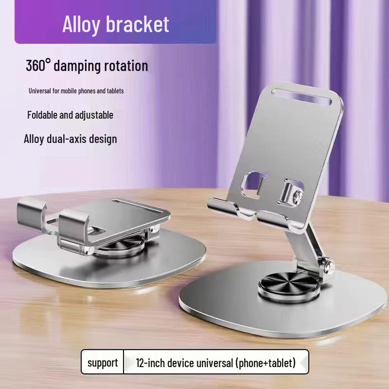 Universal 360° Rotating Metal Phone & Tablet Holder for Live Streaming, Binge-Watching, Learning, and More