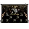 7x5ft Happy 18th 40th 50th Birthday Backdrop Black Gold Balloons Golden Glitter Sparkling Stars Men Women Baby Party Backdrop