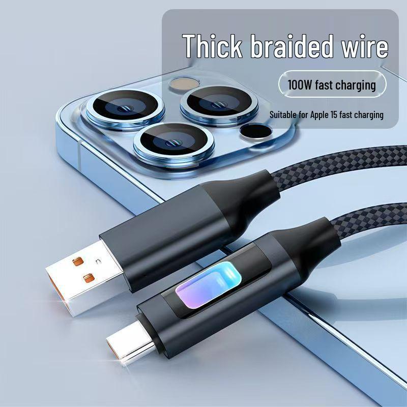 120W Colorful Luminous Charging Cable for Type-C Devices (Compatible with Huawei, Xiaomi, and Apple)