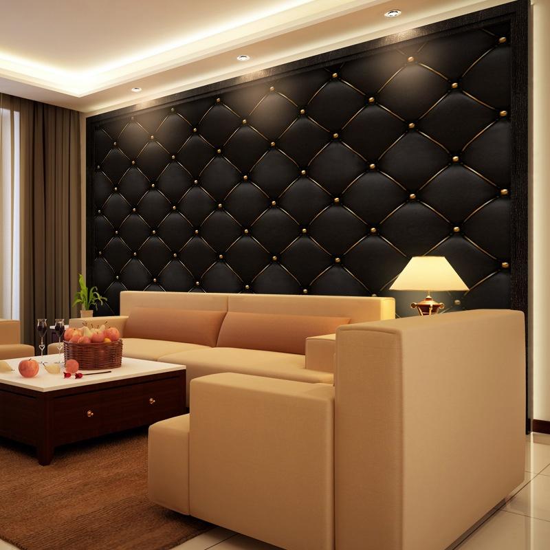Neu 40*300 cm/Rolle Schwarz Phnom Penh 3D Stereo Leder TV Hintergrund Wand Aufkleber Dekorative Bilder Rem