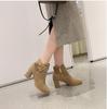 Short boots women's matte single boots thick heel large size autumn and winter new simple love high heel fashion boots women's side zipper bare boots