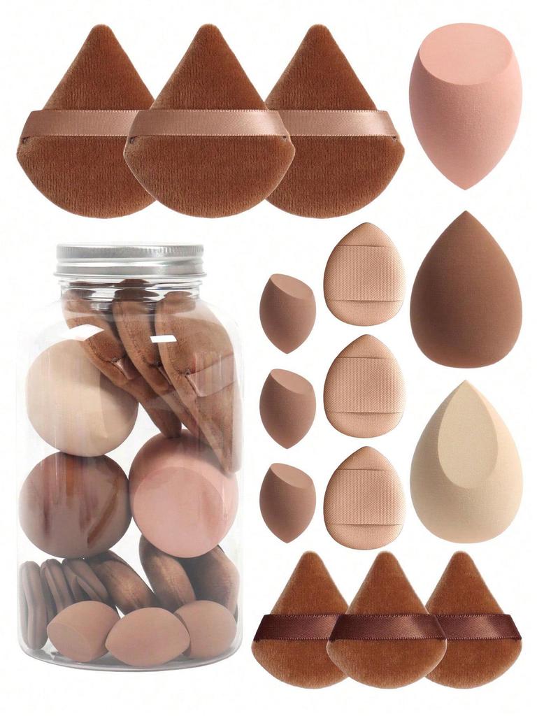 15-Piece Drift Bottle Makeup Sponge Set: Includes Thumb, Cotton, and Mini Puffs
