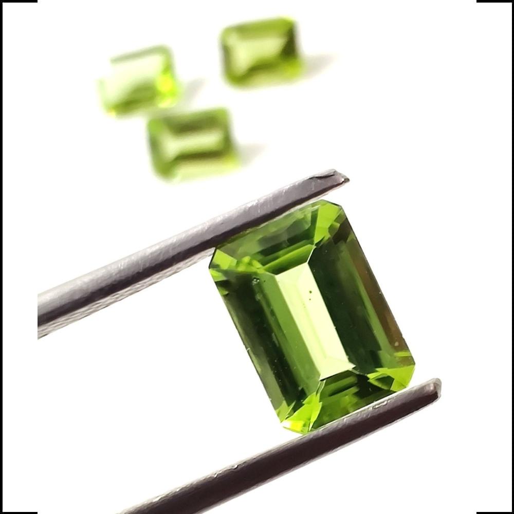 7x5 MM, Best Ring And Earring Making Stone, 4 Carat, Light Inclusion Faceted Peridot Cut Gemstone,  4 Pieces Set.