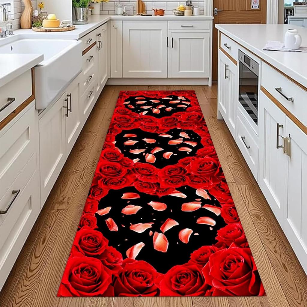 Heart Pattern Runner Rug Y2K Modern Home Artistic Decor Carpet Anti-Slip Mat for Hallway Living Room Valentines Day Decor
