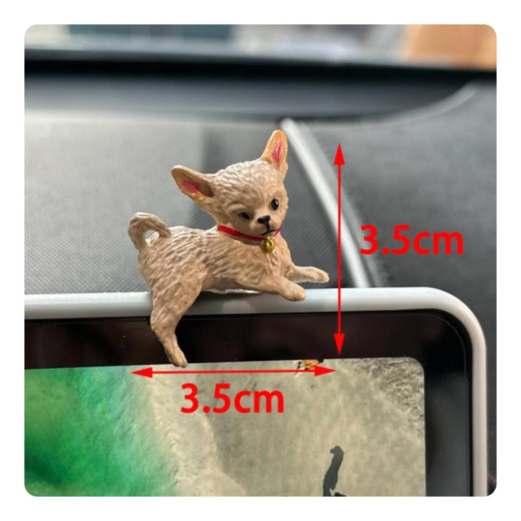 2xDog Figurine PVC Dashboard Dog Decor Double-Sided Ornaments for Desktop